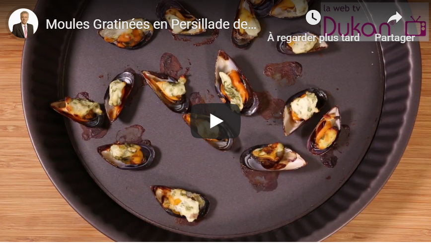 Lee más sobre el artículo Mejillones Gratinados con Persillada de Queso Fresco (Recetas Dukan)