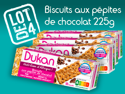 Lot de 4 Biscuits aux pépites de chocolat 225g<BR><B>prix en baisse -7%</B>