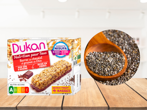 Barres au chocolat et graines de chia (4x28g l'unité)<BR><B>Prix en baisse -4%</B>