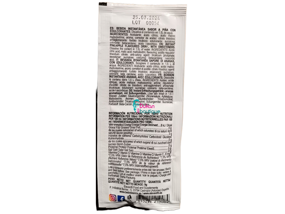 Eleve11fit Mix sin azúcar sabor piña - Imagen 2