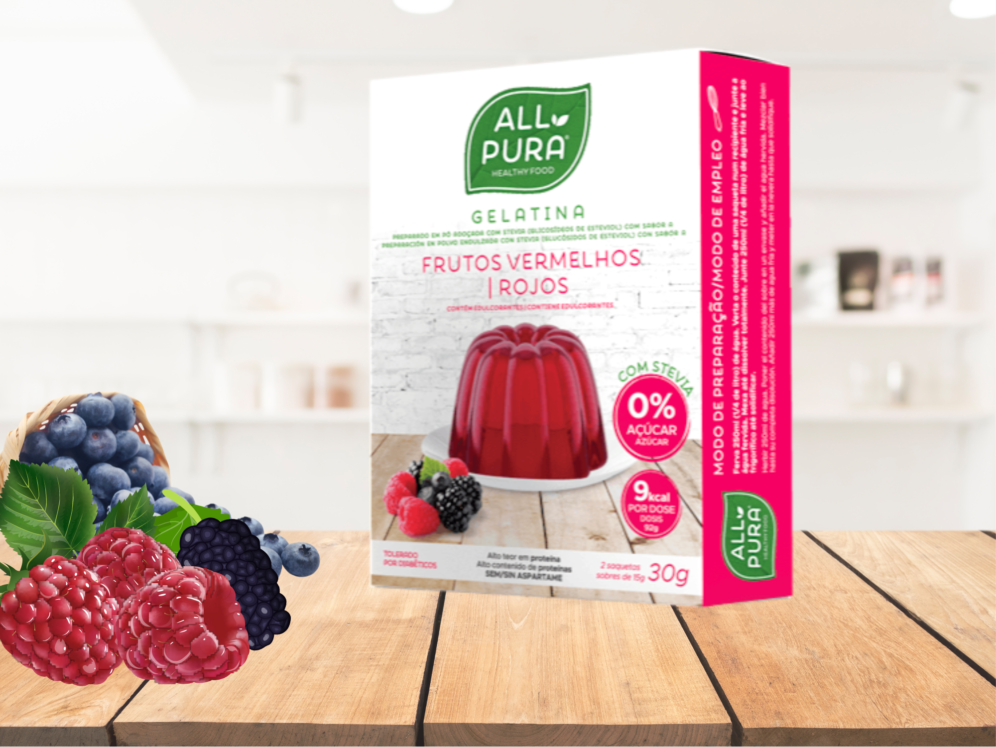 Gélatine de fruits rouges zéro 2X15G - ALL PURA<BR><B>Prix en baisse -2%</B>