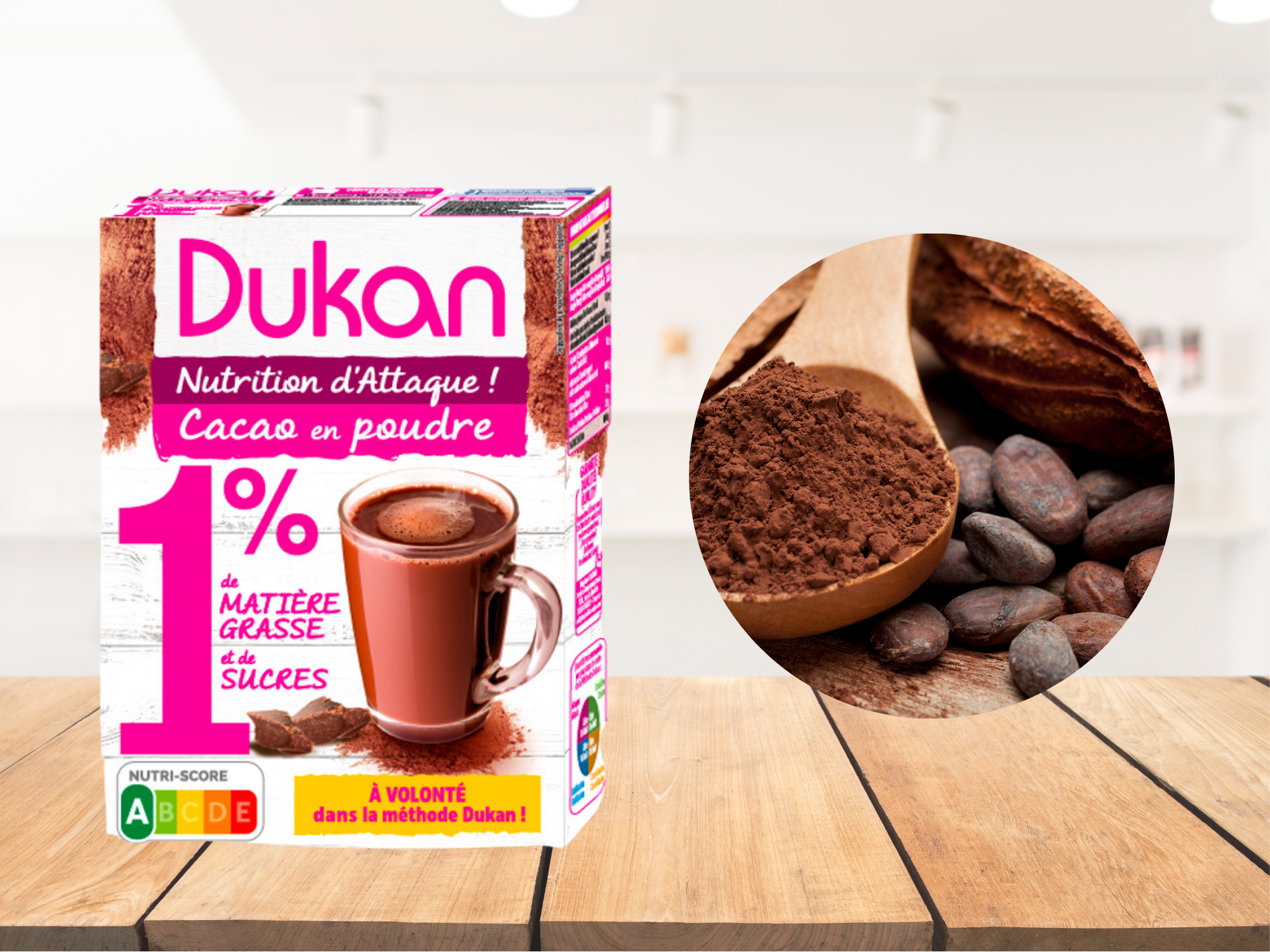Lot de 5 cacao en poudre 1% de MG et 1% de sucres DATE COURTE 31 10 2025