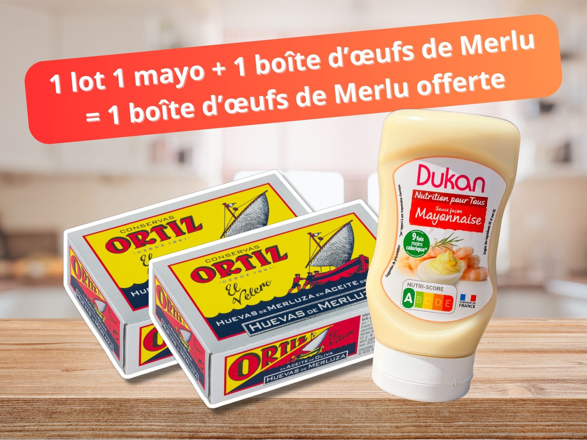 Lot 1 boite oeufs de Merlu + 1 mayonnaise = 1 boite d'oeufs de Merlu OFFERTE
