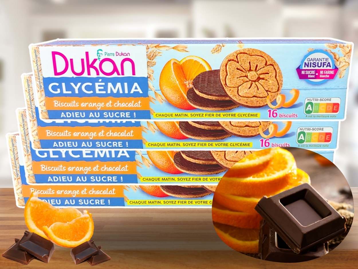 LOT DE 4 Biscuits glycémia orange et chocolat 160G - NOUVELLE RECETTE - NOUVEAU FORMAT