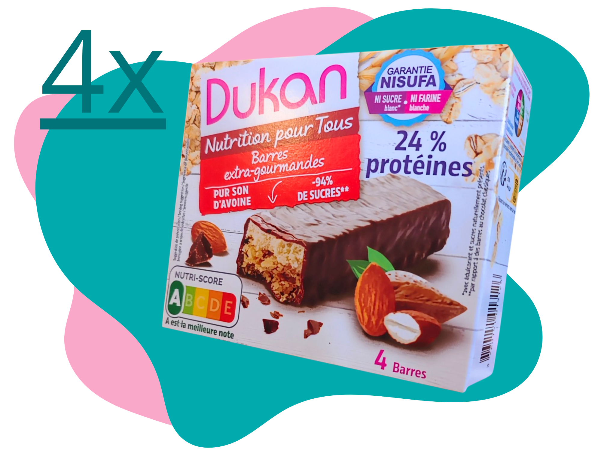 Lot de 4 barres extra-gourmande <BR><B>Prix en baisse -5%</B>