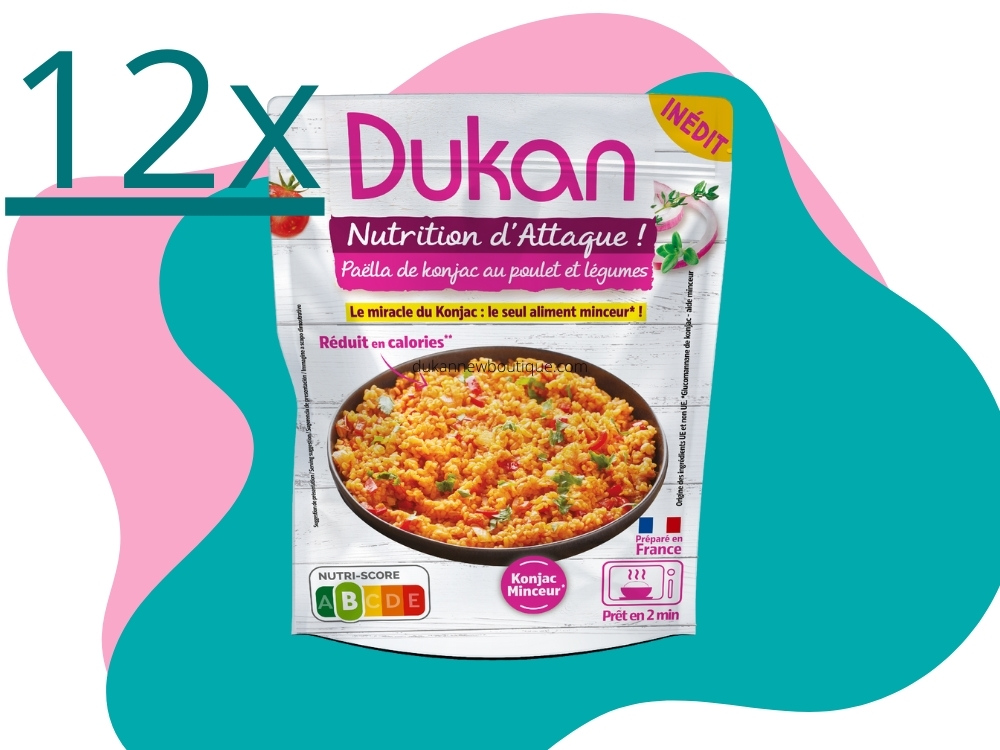 Lot de 12 Paella de Konjac au poulet et légumes