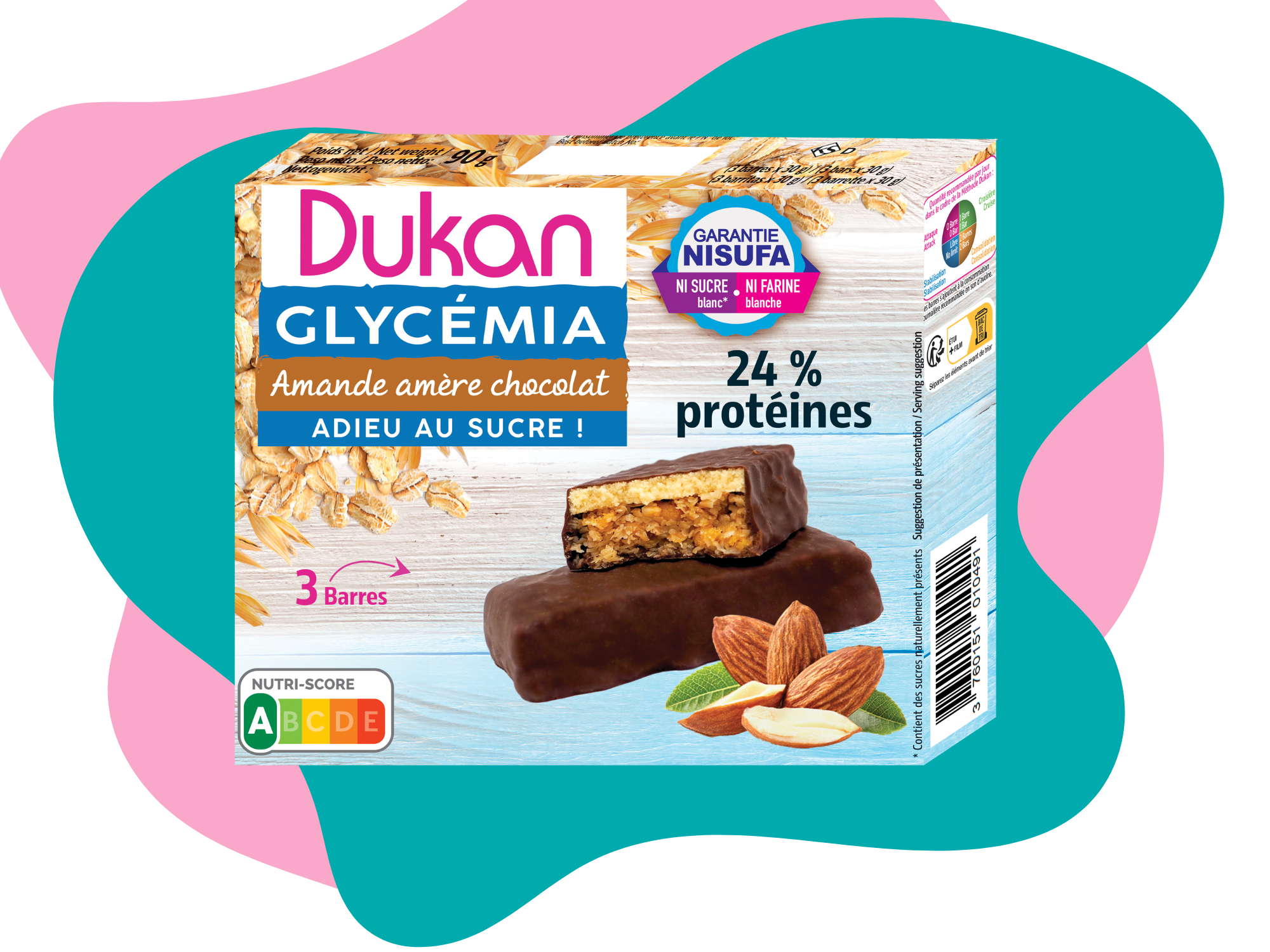 # TOUJOURS BON Dukan barres Glycémia Amandes et chocolat 90G DDM 31 07 2026