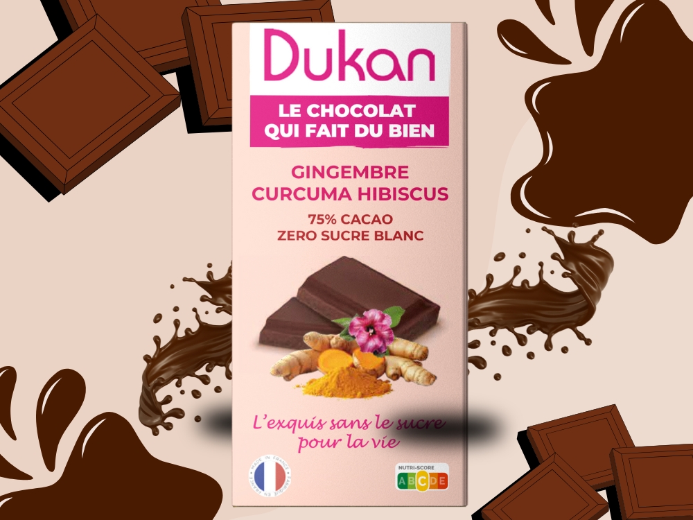# TOUJOURS BON Tablette de chocolat -75% de CACAO- Gingembre-Curcuma-Hibiscus SANS SUCRE AJOUTE  DDM 31 08 26