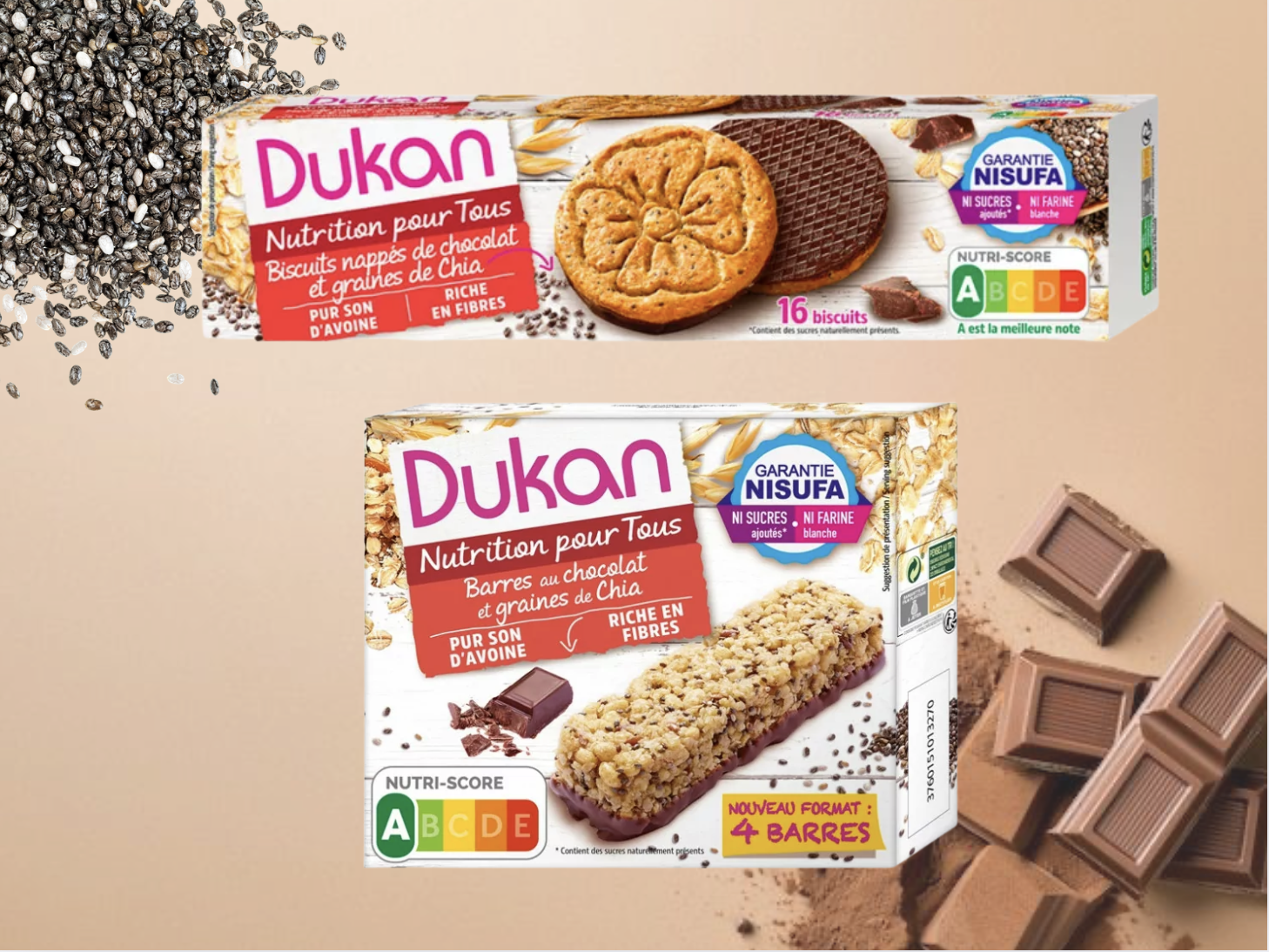 Lot de 1 barre chia et 1 de biscuits chia<BR><B>Prix en baisse -7%</B>