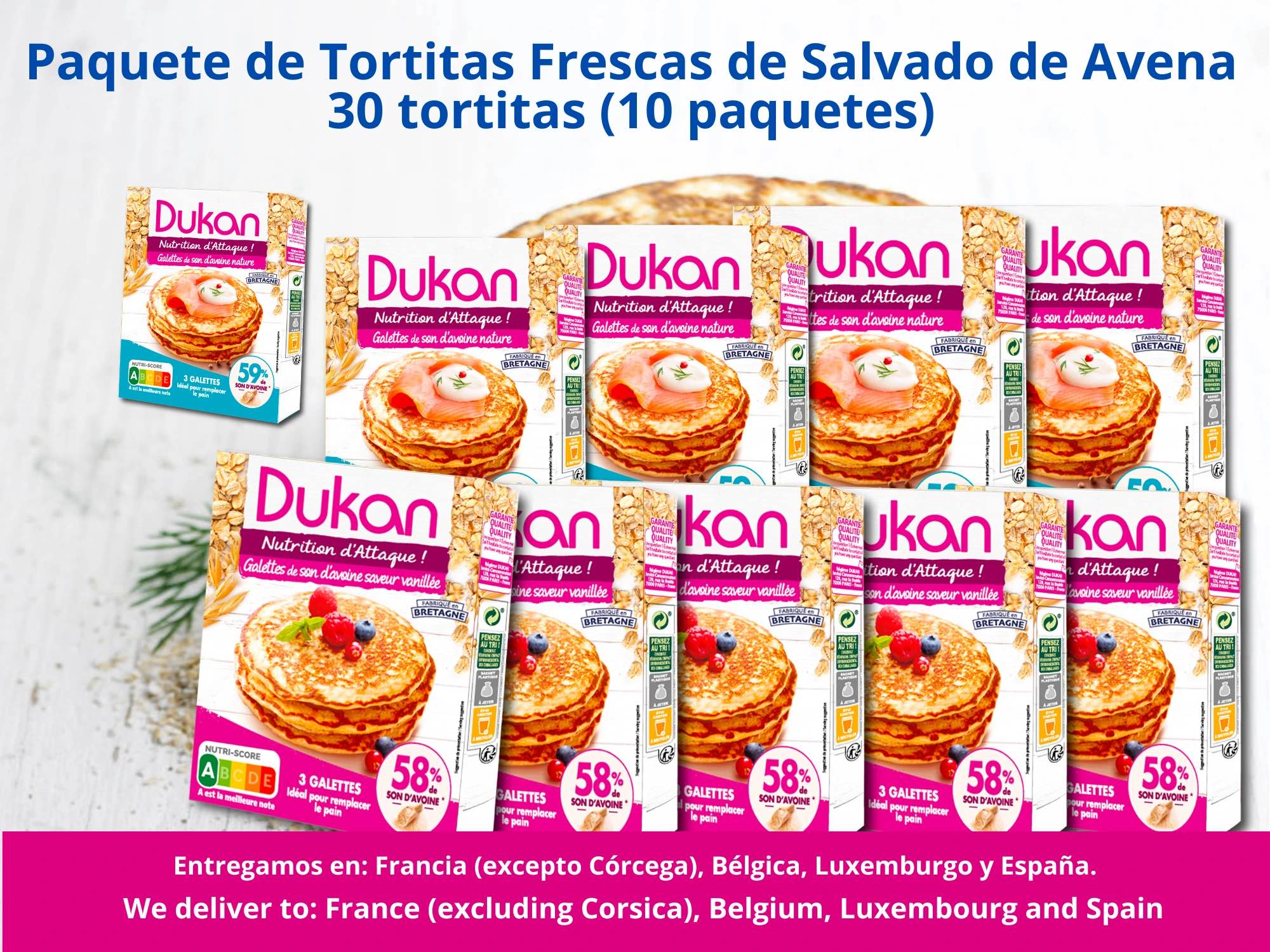 📦 Caja de tortitas frescas de salvado de avena – 30 unidades (sabor natural + vainilla)