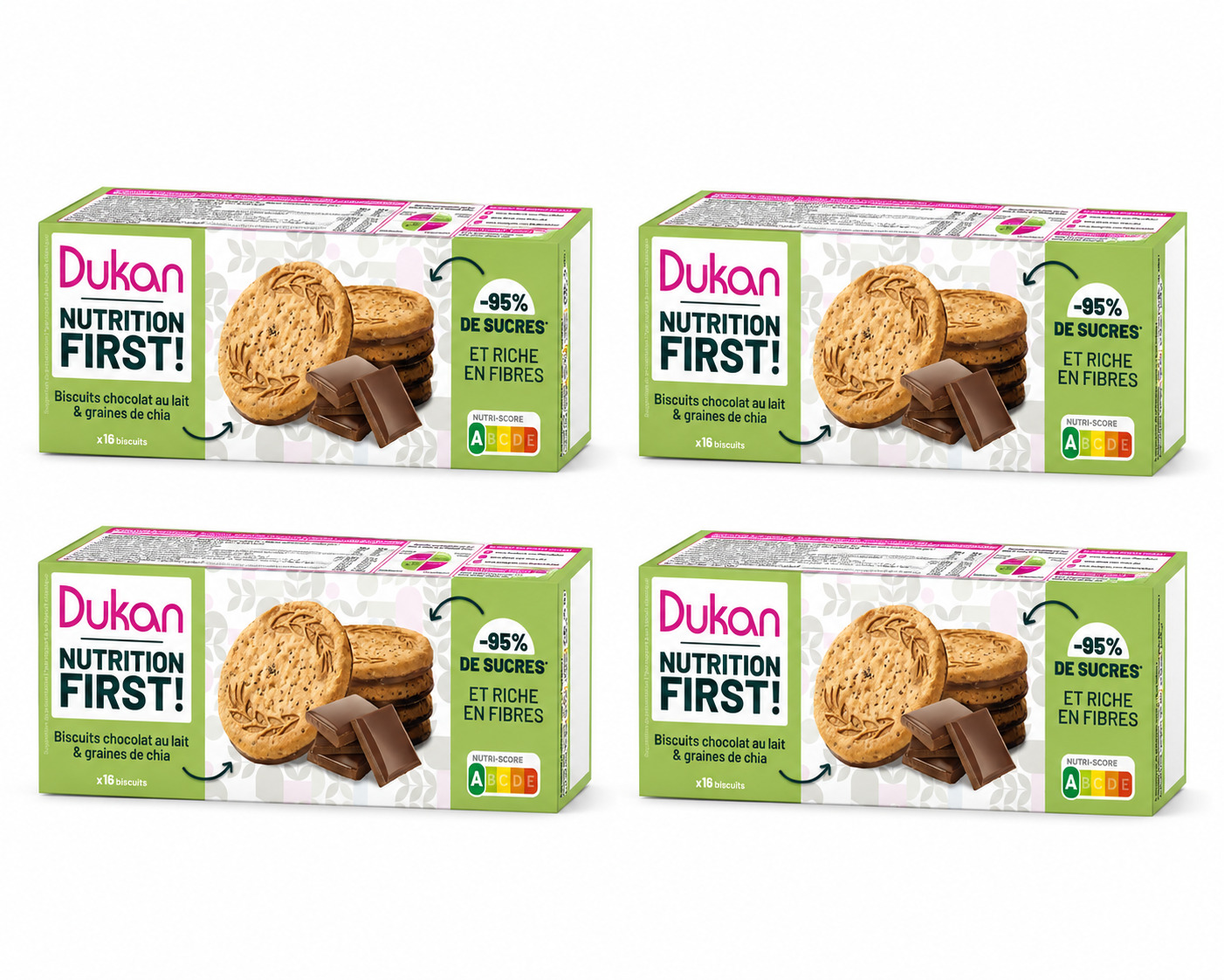 Lot de 4 biscuits au chocolat au LAIT et graines de chia NOUVEAUTE 2026